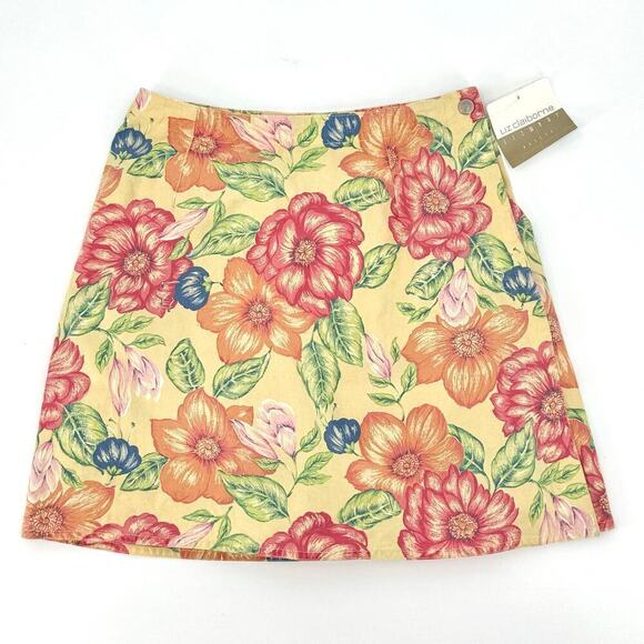 VTG Liz Claiborne Tropical Floral Print Wrap Skort Shorts Womens Petite Size 4 - Picture 3 of 8